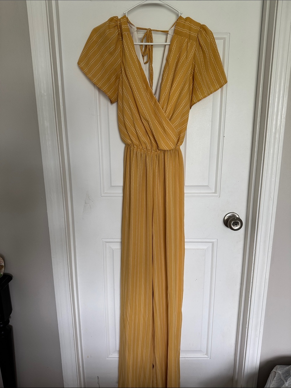 Charlotte Russe Mustard Yellow Striped Jumpsuit